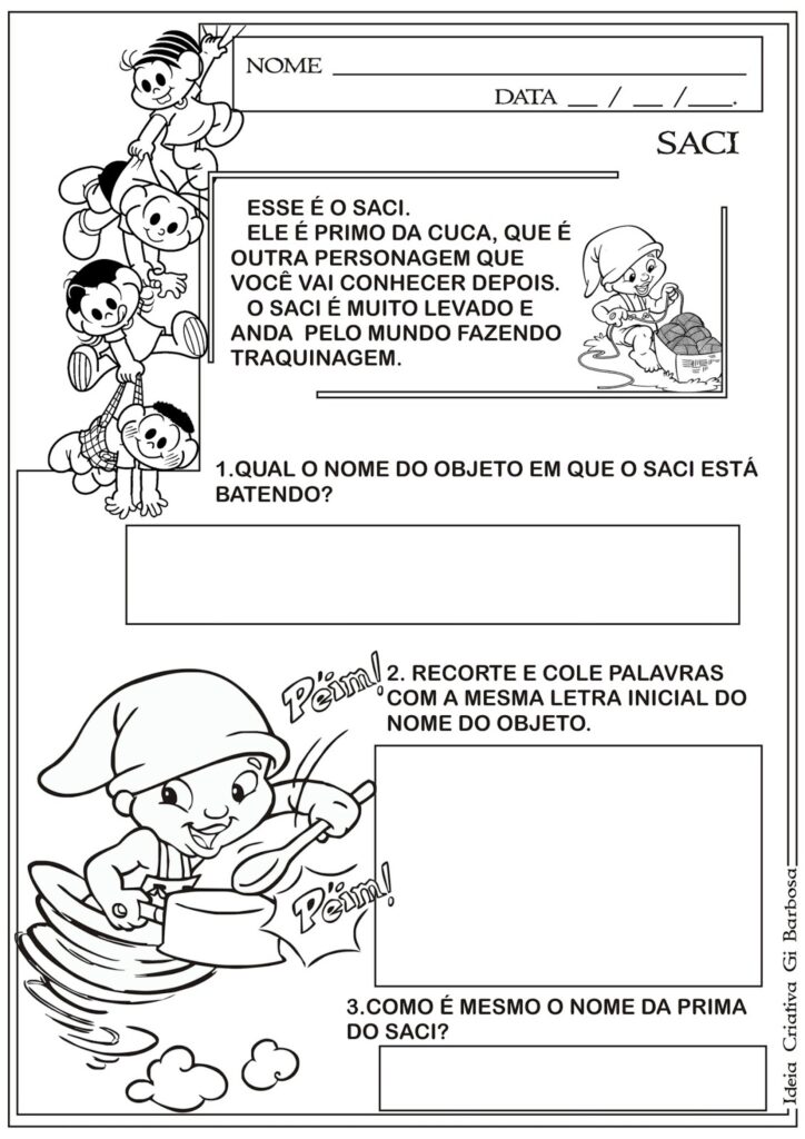 Atividade Dia do Livro Infantil Sítio do Pica Pau Amarelo