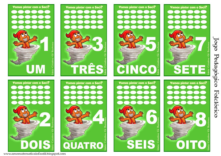 Cards Saci Pererê Número e quantidade